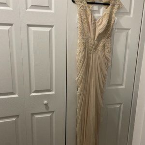 Tadashi Shoji creme embellished gown